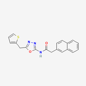 molecular formula C19H15N3O2S B2906833 2-(naphthalen-2-yl)-N-(5-(thiophen-2-ylmethyl)-1,3,4-oxadiazol-2-yl)acetamide CAS No. 1021083-13-5