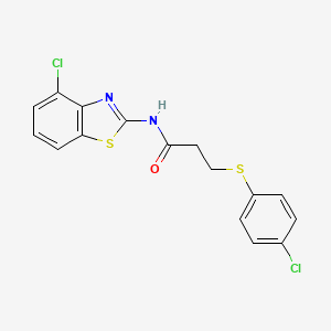 molecular formula C16H12Cl2N2OS2 B2906835 N-(4-chlorobenzo[d]thiazol-2-yl)-3-((4-chlorophenyl)thio)propanamide CAS No. 922657-93-0
