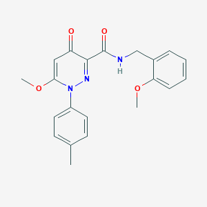 molecular formula C21H21N3O4 B2906843 6-methoxy-N-[(2-methoxyphenyl)methyl]-1-(4-methylphenyl)-4-oxo-1,4-dihydropyridazine-3-carboxamide CAS No. 1251631-81-8