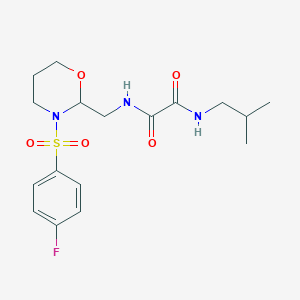 molecular formula C17H24FN3O5S B2906875 N'-{[3-(4-fluorobenzenesulfonyl)-1,3-oxazinan-2-yl]methyl}-N-(2-methylpropyl)ethanediamide CAS No. 869071-80-7
