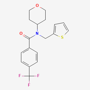 molecular formula C18H18F3NO2S B2906877 N-(oxan-4-yl)-N-[(thiophen-2-yl)methyl]-4-(trifluoromethyl)benzamide CAS No. 1797268-39-3