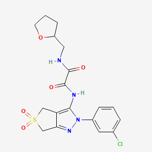 molecular formula C18H19ClN4O5S B2906896 N-[2-(3-chlorophenyl)-5,5-dioxo-2H,4H,6H-5lambda6-thieno[3,4-c]pyrazol-3-yl]-N'-[(oxolan-2-yl)methyl]ethanediamide CAS No. 899750-83-5