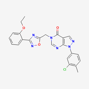 molecular formula C23H19ClN6O3 B2906946 1-(3-chloro-4-methylphenyl)-5-{[3-(2-ethoxyphenyl)-1,2,4-oxadiazol-5-yl]methyl}-1H,4H,5H-pyrazolo[3,4-d]pyrimidin-4-one CAS No. 1031966-14-9