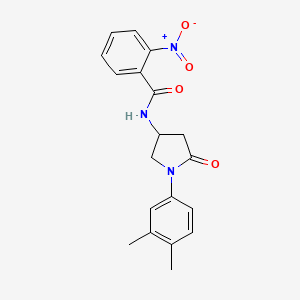 molecular formula C19H19N3O4 B2906986 N-[1-(3,4-dimethylphenyl)-5-oxopyrrolidin-3-yl]-2-nitrobenzamide CAS No. 896370-50-6