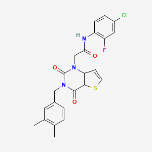 molecular formula C23H19ClFN3O3S B2906987 N-(4-chloro-2-fluorophenyl)-2-{3-[(3,4-dimethylphenyl)methyl]-2,4-dioxo-1H,2H,3H,4H-thieno[3,2-d]pyrimidin-1-yl}acetamide CAS No. 1252822-15-3