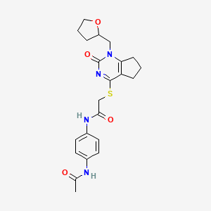 N-(4-acetamidophenyl)-2-((2-oxo-1-((tetrahydrofuran-2-yl)methyl)-2,5,6,7-tetrahydro-1H-cyclopenta[d]pyrimidin-4-yl)thio)acetamide