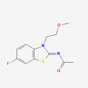 molecular formula C12H13FN2O2S B2907031 N-[(2Z)-6-fluoro-3-(2-methoxyethyl)-2,3-dihydro-1,3-benzothiazol-2-ylidene]acetamide CAS No. 864976-33-0