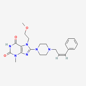 molecular formula C22H28N6O3 B2907039 7-(2-methoxyethyl)-3-methyl-8-[4-[(Z)-3-phenylprop-2-enyl]piperazin-1-yl]purine-2,6-dione CAS No. 878432-71-4