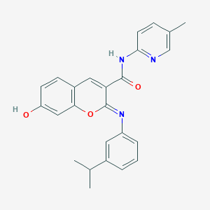 (2Z)-7-hydroxy-N-(5-methylpyridin-2-yl)-2-{[3-(propan-2-yl)phenyl]imino}-2H-chromene-3-carboxamide