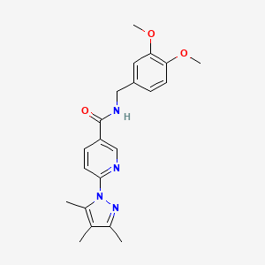 molecular formula C21H24N4O3 B2907084 N-(3,4-dimethoxybenzyl)-6-(3,4,5-trimethyl-1H-pyrazol-1-yl)nicotinamide CAS No. 1251704-75-2