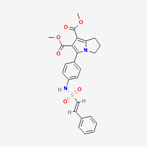 molecular formula C25H24N2O6S B2907093 dimethyl 3-[4-[[(E)-2-phenylethenyl]sulfonylamino]phenyl]-6,7-dihydro-5H-pyrrolizine-1,2-dicarboxylate CAS No. 1111551-73-5