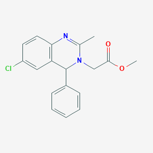 molecular formula C18H17ClN2O2 B2907097 methyl (6-chloro-2-methyl-4-phenylquinazolin-3(4H)-yl)acetate CAS No. 333306-32-4