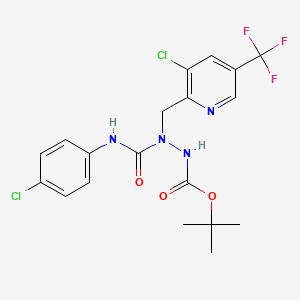 molecular formula C19H19Cl2F3N4O3 B2907104 N-({[3-chloro-5-(trifluoromethyl)pyridin-2-yl]methyl}[(4-chlorophenyl)carbamoyl]amino)(tert-butoxy)formamide CAS No. 2059513-01-6