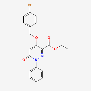 molecular formula C20H17BrN2O4 B2907105 Ethyl 4-((4-bromobenzyl)oxy)-6-oxo-1-phenyl-1,6-dihydropyridazine-3-carboxylate CAS No. 886952-46-1