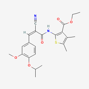 molecular formula C23H26N2O5S B2907106 Ethyl 2-[[(Z)-2-cyano-3-(3-methoxy-4-propan-2-yloxyphenyl)prop-2-enoyl]amino]-4,5-dimethylthiophene-3-carboxylate CAS No. 380434-45-7