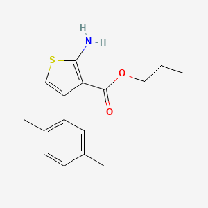 molecular formula C16H19NO2S B2907123 Propyl 2-amino-4-(2,5-dimethylphenyl)thiophene-3-carboxylate CAS No. 350997-22-7