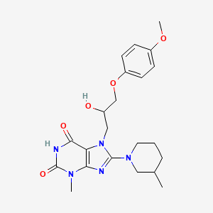 molecular formula C22H29N5O5 B2907126 7-(2-hydroxy-3-(4-methoxyphenoxy)propyl)-3-methyl-8-(3-methylpiperidin-1-yl)-1H-purine-2,6(3H,7H)-dione CAS No. 941965-09-9