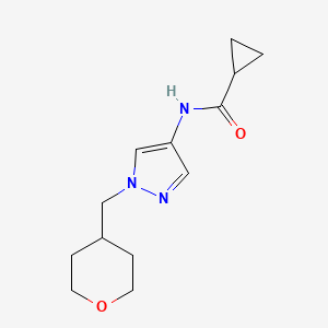 molecular formula C13H19N3O2 B2907151 N-{1-[(oxan-4-yl)methyl]-1H-pyrazol-4-yl}cyclopropanecarboxamide CAS No. 1705096-73-6