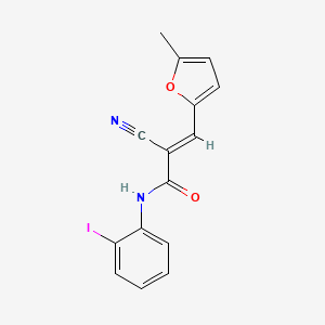 molecular formula C15H11IN2O2 B2907158 (E)-2-cyano-N-(2-iodophenyl)-3-(5-methylfuran-2-yl)acrylamide CAS No. 327075-25-2