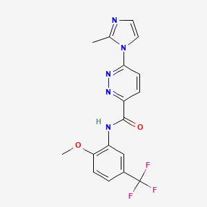 molecular formula C17H14F3N5O2 B2907159 N-(2-methoxy-5-(trifluoromethyl)phenyl)-6-(2-methyl-1H-imidazol-1-yl)pyridazine-3-carboxamide CAS No. 1396883-74-1