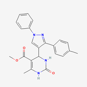 molecular formula C23H22N4O3 B2907170 methyl 6-methyl-4-[3-(4-methylphenyl)-1-phenyl-1H-pyrazol-4-yl]-2-oxo-1,2,3,4-tetrahydropyrimidine-5-carboxylate CAS No. 484049-00-5