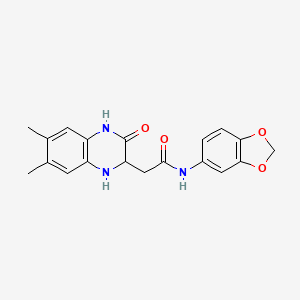 molecular formula C19H19N3O4 B2907171 N-(2H-1,3-benzodioxol-5-yl)-2-(6,7-dimethyl-3-oxo-1,2,3,4-tetrahydroquinoxalin-2-yl)acetamide CAS No. 353793-12-1
