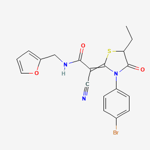 B2907182 2-[3-(4-bromophenyl)-5-ethyl-4-oxo-1,3-thiazolidin-2-ylidene]-2-cyano-N-[(furan-2-yl)methyl]acetamide CAS No. 877789-75-8