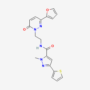 molecular formula C19H17N5O3S B2907187 N-(2-(3-(furan-2-yl)-6-oxopyridazin-1(6H)-yl)ethyl)-1-methyl-3-(thiophen-2-yl)-1H-pyrazole-5-carboxamide CAS No. 1219901-97-9