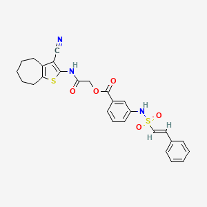 [2-[(3-cyano-5,6,7,8-tetrahydro-4H-cyclohepta[b]thiophen-2-yl)amino]-2-oxoethyl] 3-[[(E)-2-phenylethenyl]sulfonylamino]benzoate