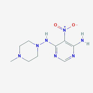 molecular formula C9H15N7O2 B2907205 N4-(4-methylpiperazin-1-yl)-5-nitropyrimidine-4,6-diamine CAS No. 306290-88-0