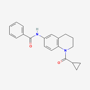 molecular formula C20H20N2O2 B2907219 N-(1-cyclopropanecarbonyl-1,2,3,4-tetrahydroquinolin-6-yl)benzamide CAS No. 899735-48-9