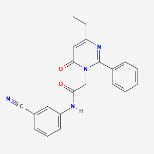 molecular formula C21H18N4O2 B2907249 N-(3-cyanophenyl)-2-(4-ethyl-6-oxo-2-phenylpyrimidin-1(6H)-yl)acetamide CAS No. 1260995-13-8
