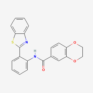 molecular formula C22H16N2O3S B2907265 N-[2-(1,3-benzothiazol-2-yl)phenyl]-2,3-dihydro-1,4-benzodioxine-6-carboxamide CAS No. 477555-96-7