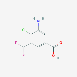 molecular formula C8H6ClF2NO2 B2907286 3-Amino-4-chloro-5-(difluoromethyl)benzoic acid CAS No. 2248312-85-6
