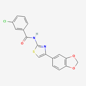 molecular formula C17H11ClN2O3S B2907315 N-(4-(benzo[d][1,3]dioxol-5-yl)thiazol-2-yl)-3-chlorobenzamide CAS No. 477547-48-1