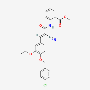 molecular formula C27H23ClN2O5 B2907338 METHYL 2-[((E)-3-{4-[(4-CHLOROBENZYL)OXY]-3-ETHOXYPHENYL}-2-CYANO-2-PROPENOYL)AMINO]BENZOATE CAS No. 380476-98-2