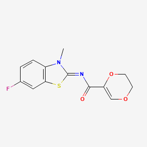 B2907343 (E)-N-(6-fluoro-3-methylbenzo[d]thiazol-2(3H)-ylidene)-5,6-dihydro-1,4-dioxine-2-carboxamide CAS No. 864938-25-0