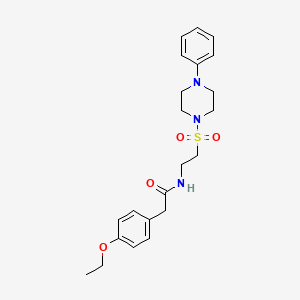 molecular formula C22H29N3O4S B2907349 2-(4-ethoxyphenyl)-N-(2-((4-phenylpiperazin-1-yl)sulfonyl)ethyl)acetamide CAS No. 897621-71-5