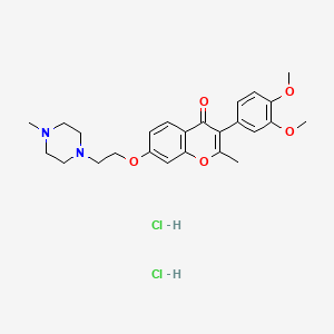 molecular formula C25H32Cl2N2O5 B2907351 3-(3,4-dimethoxyphenyl)-2-methyl-7-(2-(4-methylpiperazin-1-yl)ethoxy)-4H-chromen-4-one dihydrochloride CAS No. 1216402-03-7