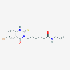 molecular formula C17H20BrN3O2S B2907352 6-(6-bromo-4-oxo-2-sulfanylidene-1,2,3,4-tetrahydroquinazolin-3-yl)-N-(prop-2-en-1-yl)hexanamide CAS No. 422288-10-6