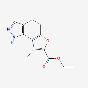 molecular formula C13H14N2O3 B2907356 Ethyl8-methyl-4,5-dihydro-1H-furo[2,3-g]indazole-7-carboxylate CAS No. 903163-04-2