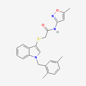 molecular formula C23H23N3O2S B2907359 2-((1-(2,5-dimethylbenzyl)-1H-indol-3-yl)thio)-N-(5-methylisoxazol-3-yl)acetamide CAS No. 681279-77-6