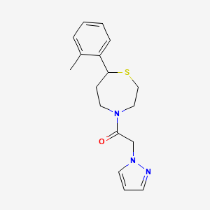 molecular formula C17H21N3OS B2907367 2-(1H-pyrazol-1-yl)-1-(7-(o-tolyl)-1,4-thiazepan-4-yl)ethanone CAS No. 1705330-65-9