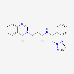 molecular formula C21H20N6O2 B2907369 3-(4-oxoquinazolin-3(4H)-yl)-N-(1-phenyl-2-(2H-1,2,3-triazol-2-yl)ethyl)propanamide CAS No. 2034548-35-9