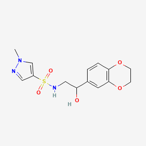 molecular formula C14H17N3O5S B2907398 N-[2-(2,3-dihydro-1,4-benzodioxin-6-yl)-2-hydroxyethyl]-1-methyl-1H-pyrazole-4-sulfonamide CAS No. 2034356-40-4