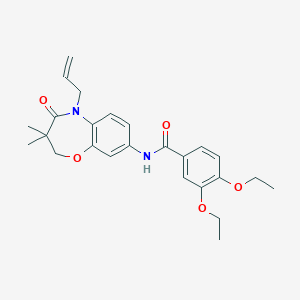 molecular formula C25H30N2O5 B2907417 N-(5-allyl-3,3-dimethyl-4-oxo-2,3,4,5-tetrahydrobenzo[b][1,4]oxazepin-8-yl)-3,4-diethoxybenzamide CAS No. 921794-39-0
