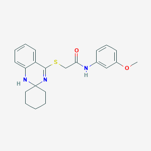 molecular formula C22H25N3O2S B2907432 N-(3-methoxyphenyl)-2-{1'H-spiro[cyclohexane-1,2'-quinazoline]sulfanyl}acetamide CAS No. 893787-35-4