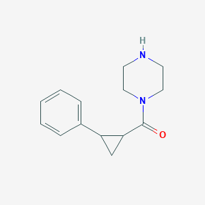 molecular formula C14H18N2O B2907454 1-(2-Phenylcyclopropanecarbonyl)piperazine CAS No. 1203020-63-6