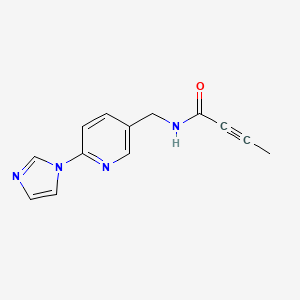 molecular formula C13H12N4O B2907462 N-{[6-(1H-imidazol-1-yl)pyridin-3-yl]methyl}but-2-ynamide CAS No. 2097867-00-8