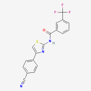 molecular formula C18H10F3N3OS B2907472 N-[4-(4-cyanophenyl)-1,3-thiazol-2-yl]-3-(trifluoromethyl)benzamide CAS No. 330189-92-9